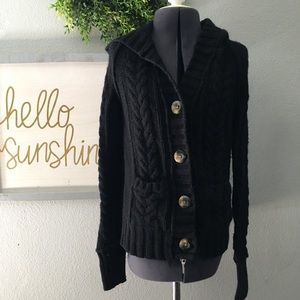 Old Navy Black Knit Hooded Sweater